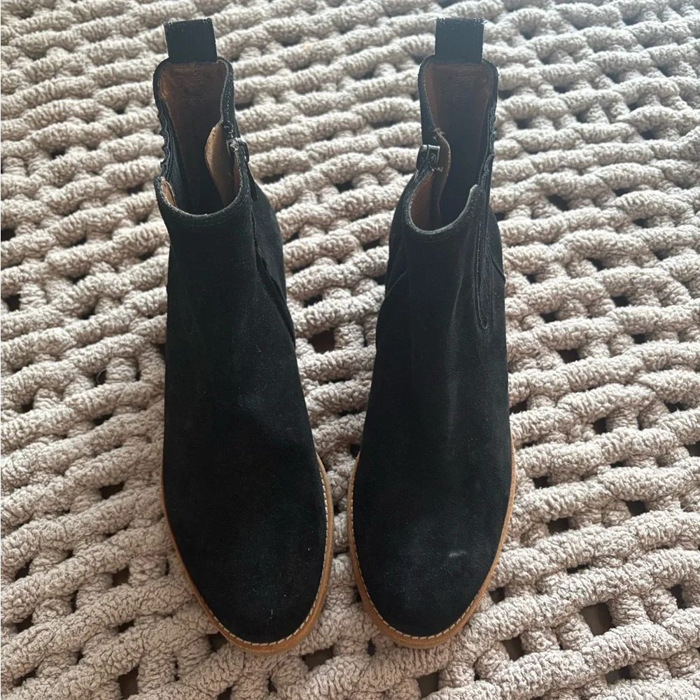 PAUL GREEN Sante Black Suede Side Zip Ankle Boot Booties 7.5 Women’s 5 UK NWOT